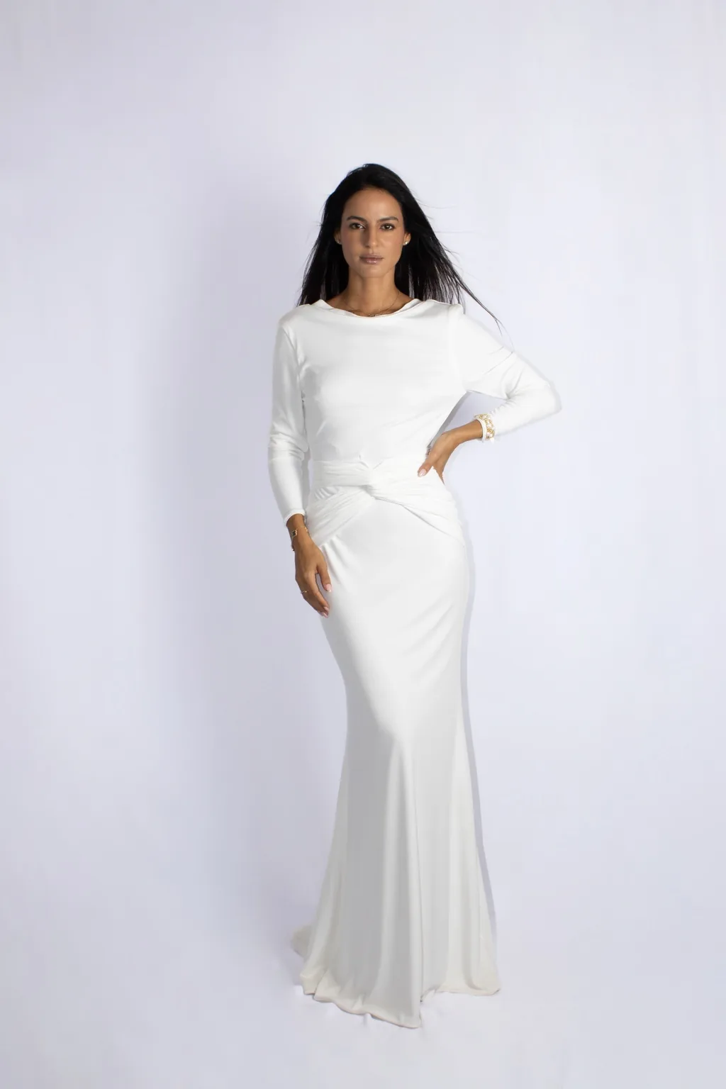 Vestido largo blanco · Drapeado