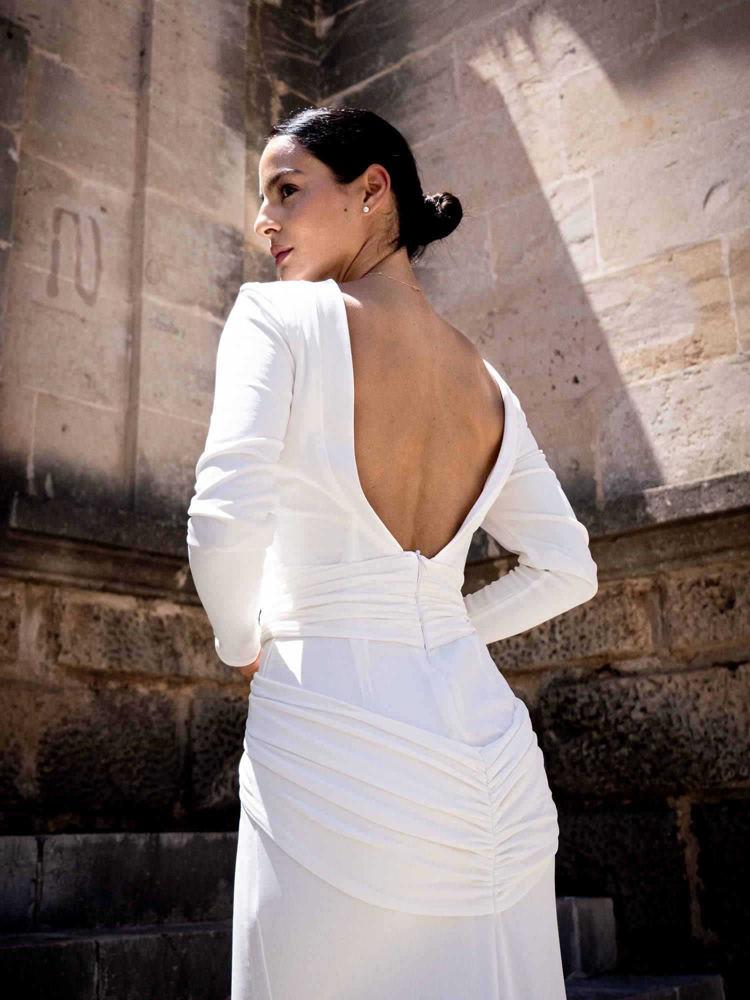 Vestido blanco de espalda abierta de Kimona by JP
