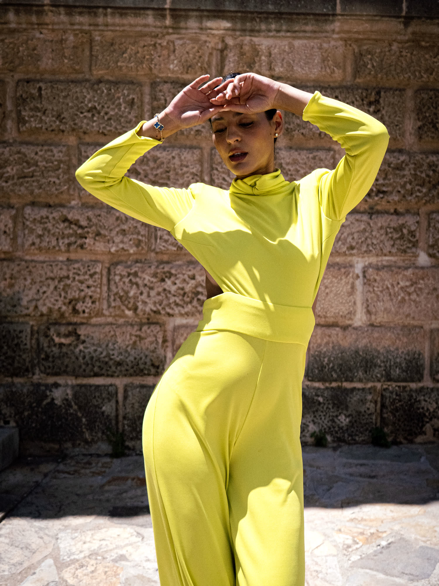 Conjunto amarillo lima Kimona by JP bajo el sol de Mallorca